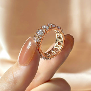Cushion Moissanite Diamond Halo Full Eternity Wedding Band
