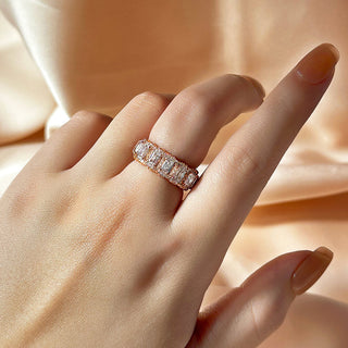 Cushion Moissanite Diamond Halo Full Eternity Wedding Band