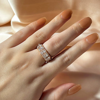 Cushion Moissanite Diamond Halo Full Eternity Wedding Band