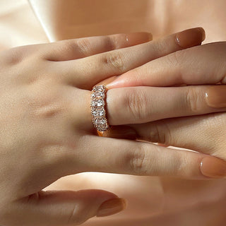 Cushion Moissanite Diamond Halo Full Eternity Wedding Band