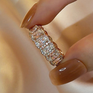 Cushion Moissanite Diamond Halo Full Eternity Wedding Band