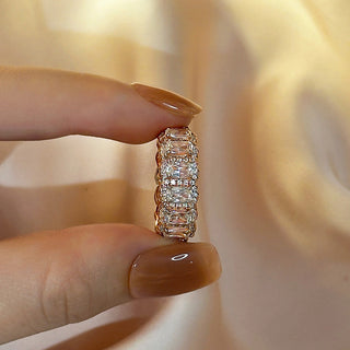 Cushion Moissanite Diamond Halo Full Eternity Wedding Band