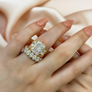 8.0CT Radiant Moissanite Diamond Three Stone Bridal Engagement Ring