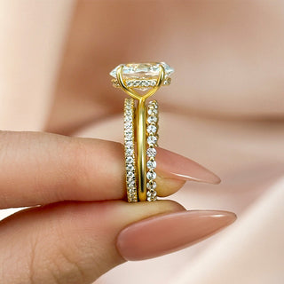 3.5CT Oval Moissanite Diamond Hidden Halo Bridal Engagement Ring  Set