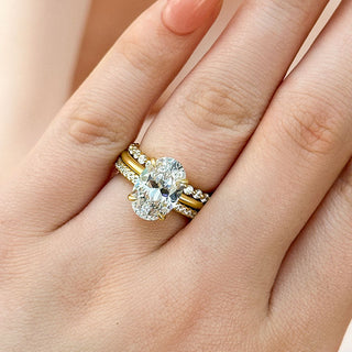 3.5CT Oval Moissanite Diamond Hidden Halo Bridal Engagement Ring  Set
