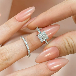 2.0CT Princess Moissanite Diamond Pave Engagement Ring