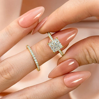 2.0CT Princess Moissanite Diamond Pave Engagement Ring