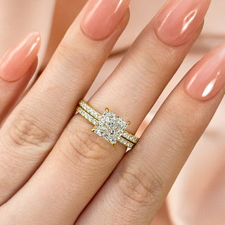 2.0CT Princess Moissanite Diamond Pave Engagement Ring