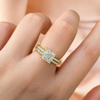 2.0CT Princess Moissanite Diamond Pave Engagement Ring