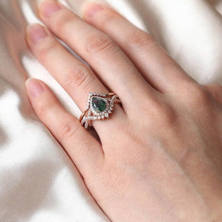 2.0 CT Pear Opal Art Deco October Birthstone Bridal Ring Set in 925 Sterling Silver
