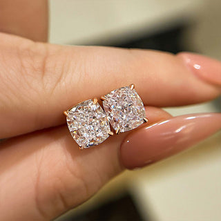 2.0CT Cushion Moissanite Diamond Stud Earrings