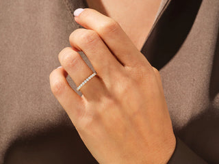 Round Moissanite Diamond Half Eternity Wedding Band