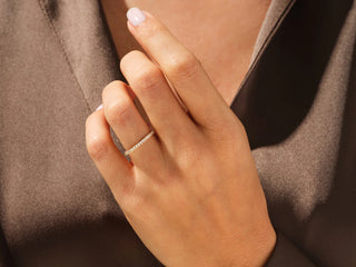 Round Moissanite Diamond Half Eternity Wedding Band