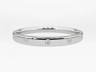 Round Moissanite Diamond Flush Set Wedding Band