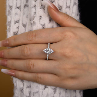 3.50ct Marquise Cut Diamond Pave Engagement Ring