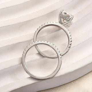 7.00CT Radiant Cut Diamond Hidden Halo Pave Engagement Ring Set