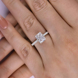 2.00CT Radiant Cut Diamond Hidden Halo Pave Engagement Ring