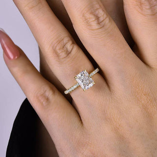 2.00CT Radiant Cut Diamond Hidden Halo Pave Engagement Ring