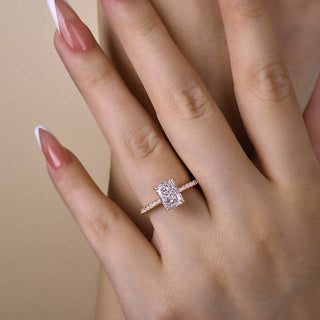 2.00CT Radiant Cut Diamond Hidden Halo Pave Engagement Ring