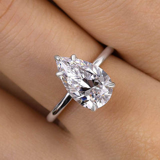 4.00CT Pear Cut Diamond Solitaire Engagement Ring