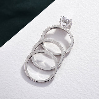 3.00ct Round Cut Diamond Hidden Halo Pave Engagement Ring Set