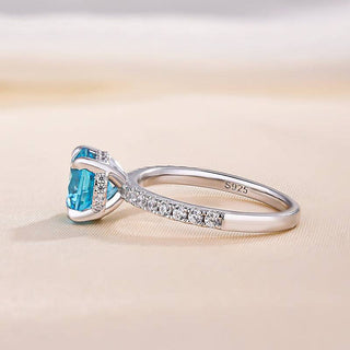 2.00CT Light Aquamarine Blue Round Cut Diamond Pave Engagement Ring