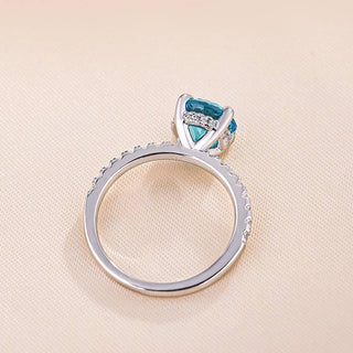 2.00CT Light Aquamarine Blue Round Cut Diamond Pave Engagement Ring
