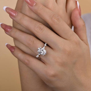 3.5ct Oval Cut Diamond Distance Pave Engagement Ring