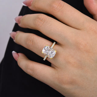 5.00ct Elongated Cushion Cut Pave Engagement Ring