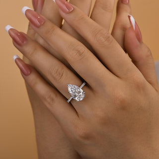 4.50ct Pear Cut Diamond Pave Hidden Halo Engagement Ring
