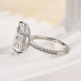 4.50ct Pear Cut Diamond Pave Hidden Halo Engagement Ring