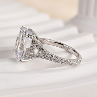 7.00CT Elongated Cushion Cut Hidden Halo Pave Engagement Ring
