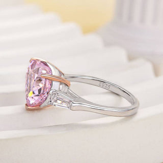 5.00ct Light Pink Heart Shape Three Stone Engagement Ring