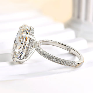 8.00CT Oval Cut Diamond Hidden Halo Three Side Pave Engagement Ring