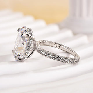 8.00ct Oval Cut Diamond Hidden Halo Three Side Pave Engagement Ring