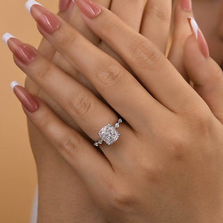 3.00CT Cushion Cut Distance Pave Engagement Ring
