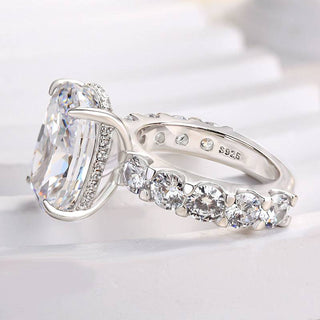 9.00CT Elongated Cushion Cut Hidden Halo Pave Engagement Ring