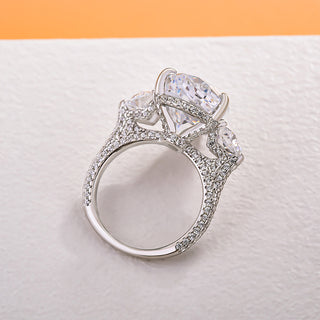 4.00CT Pear Cut Diamond Hidden Halo Three Stone Antique Engagement Ring