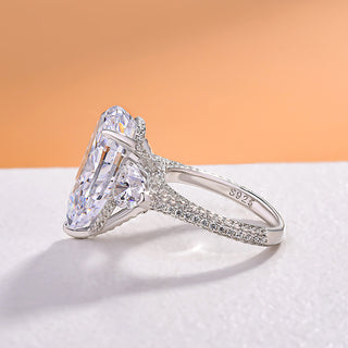 4.00CT Pear Cut Diamond Hidden Halo Three Stone Antique Engagement Ring