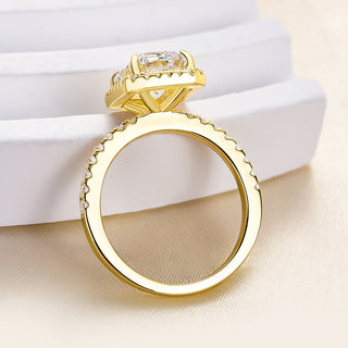 5.00CT Emerald Cut Diamond Halo Pave Engagement Ring