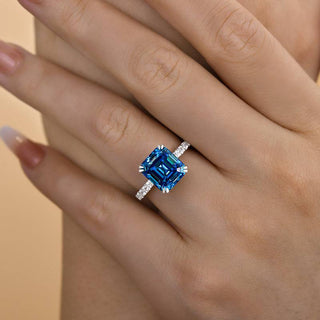 4.50ct Asscher Cut Diamond Pave Engagement Ring