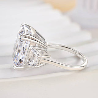 12.00CT Radiant Cut Diamond Three Stone Engagemnt Ring