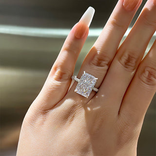 5.00ct Radiant Cut Hidden Halo Three Side Pave Engagement Ring