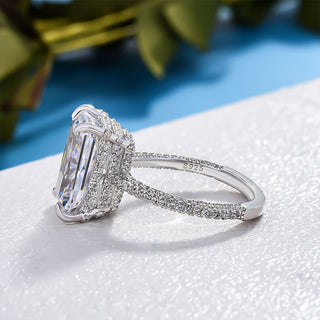 5.00ct Radiant Cut Hidden Halo Three Side Pave Engagement Ring