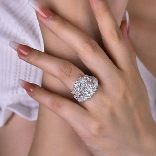 5.00CT Radiant Cut Diamond Three Stone Engagement RIng Set