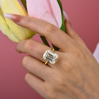 10.00CT Emerald Cut Diamond Solitaire Engagement Ring