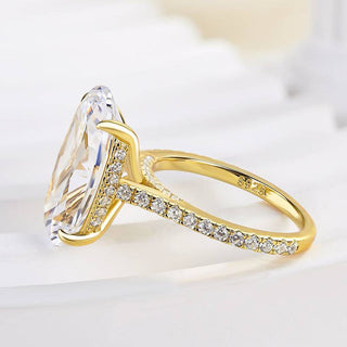 8.00CT Elongated Oval Cut Diamond Hidden Halo Pave Engagement Ring
