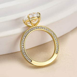 3.50 CT Oval Cut Side Pave Engagement Ring