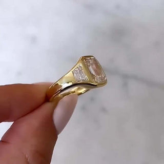 4.00CT Emerald Cut Diamond Three Stone Engagement Ring