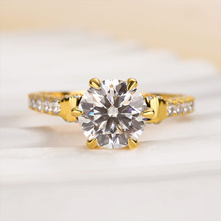 2.00CT Round Cut Diamond Hidden Halo Three Side Pave Engagement Ring